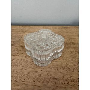 Vintage Borgonovo Pressed Glass Square Button & Cane Covered Trinket Dish